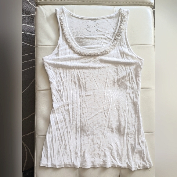 INC International Concepts Tops Faux Pearl Trimmed Sleeveless Top